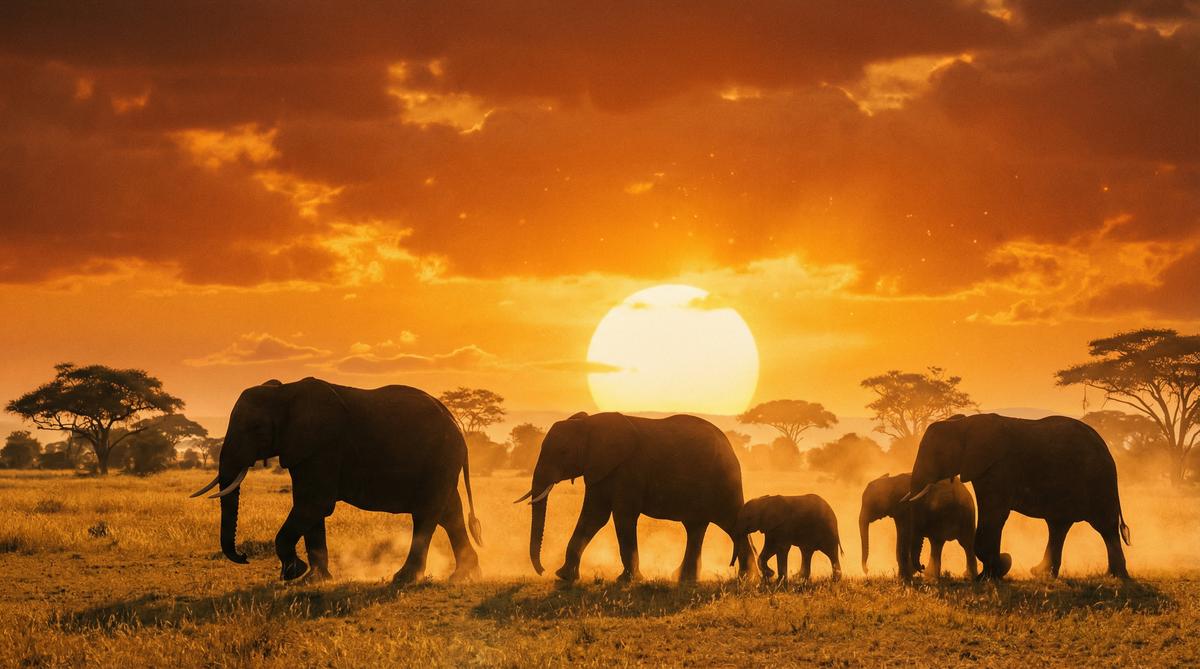 高清视频非洲象群视频